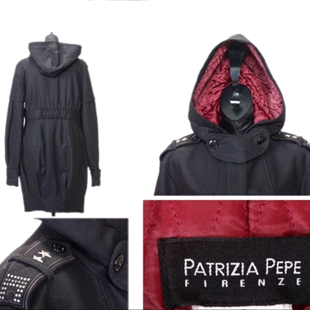 Patrizia Pepe Hooded  Wool Coat